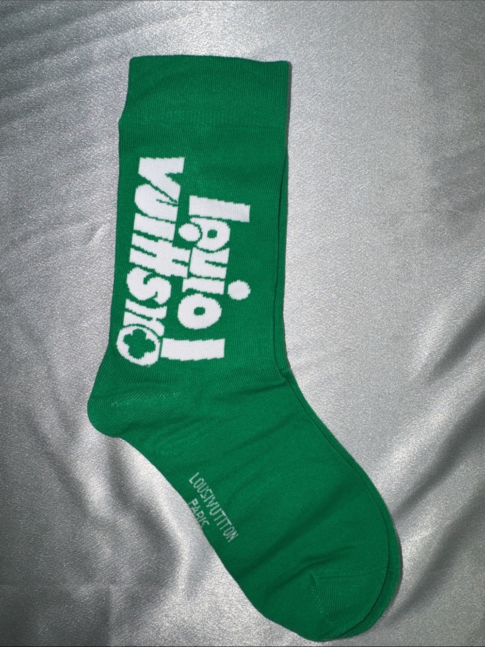 Louis Vuitton Green and White Logo Crew Sock🔥New!